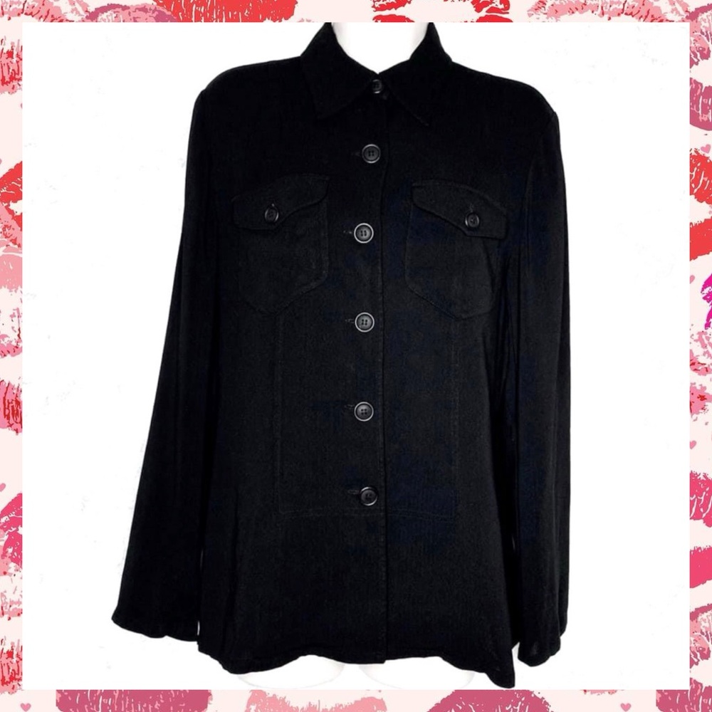 Carlisle 80s Black Button Up Jacket Women’s Size 4